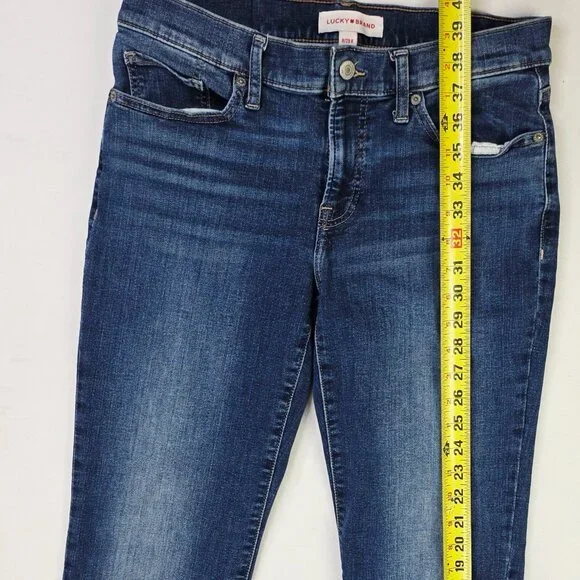 Lucky Brand Sweet Mid Rise Straight 29X32 Womens Size 8/29 Blue Denim Logo Jeans - Picture 9 of 14